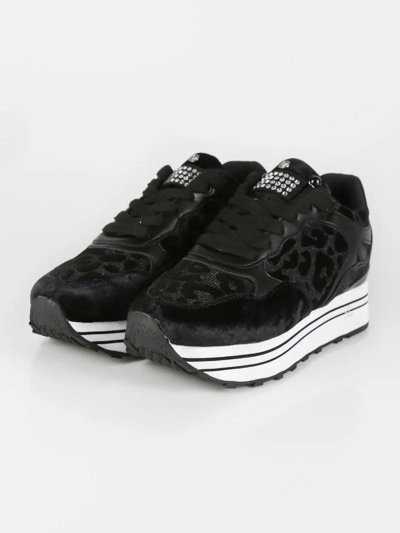Sneakers donna con platform - nero