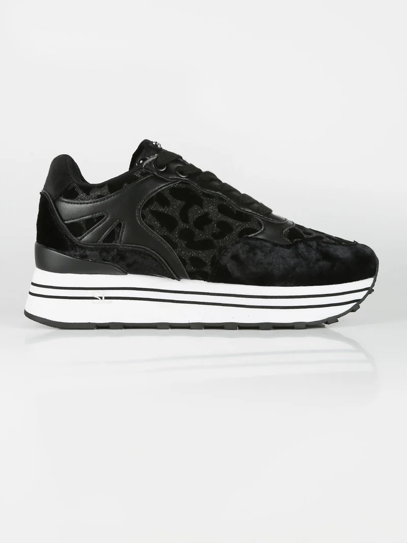 Sneakers donna con platform - nero