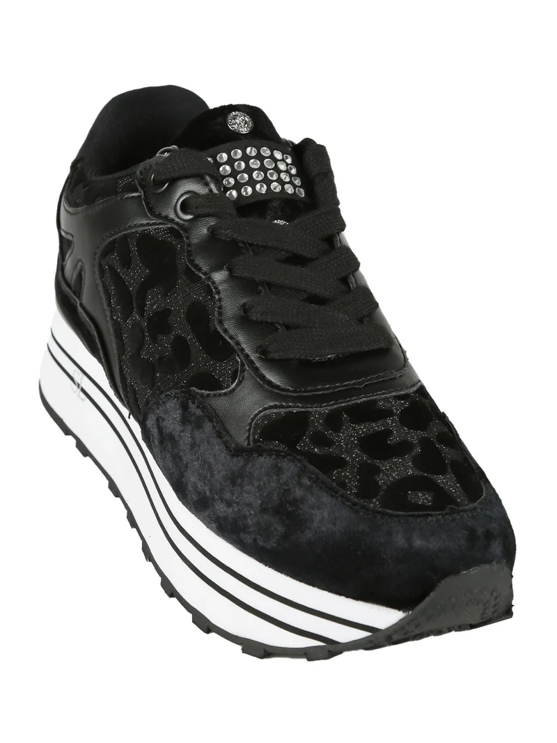Sneakers donna con platform - nero