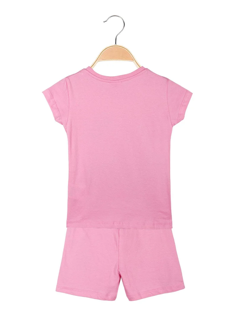Completo corto bambina con stampa - rosa