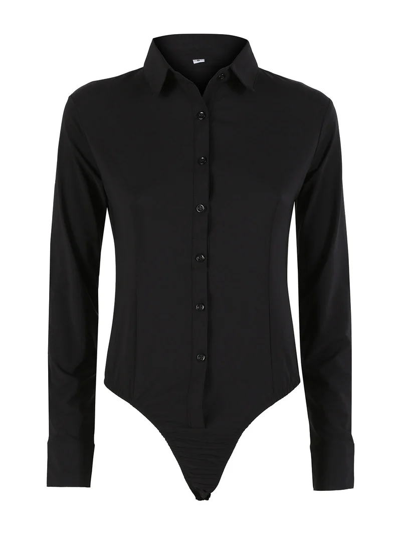 Camicia body donna a maniche lunghe - nero