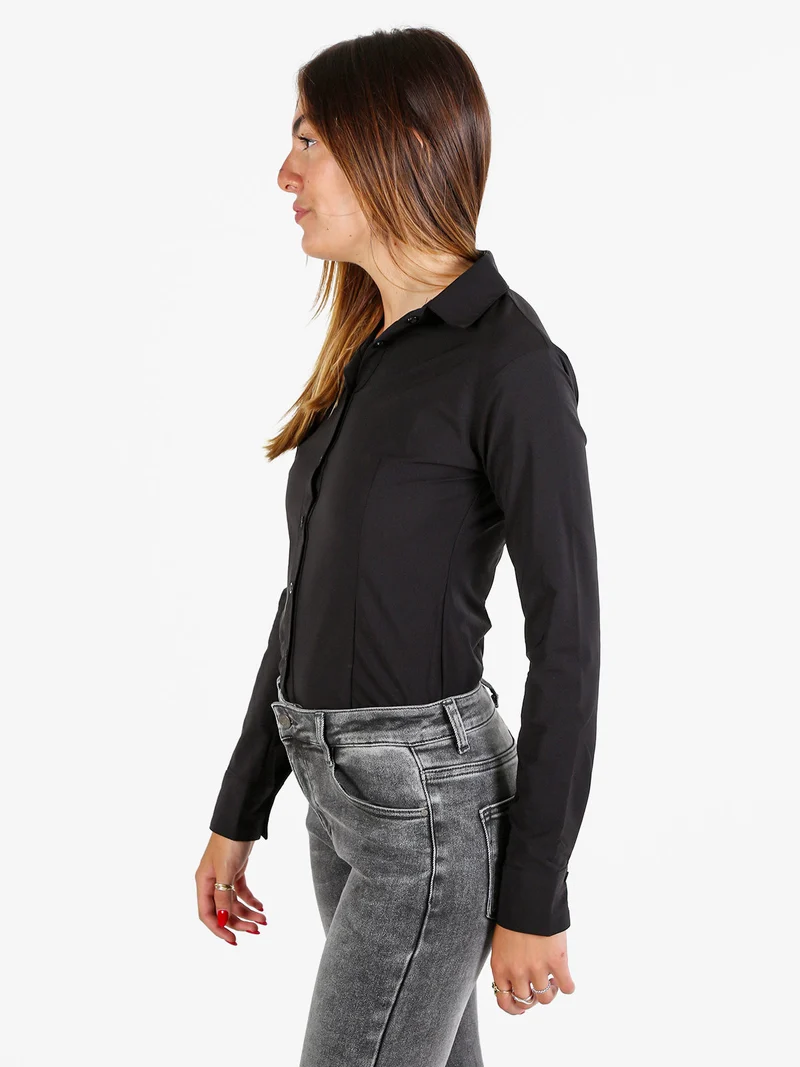 Camicia body donna a maniche lunghe - nero