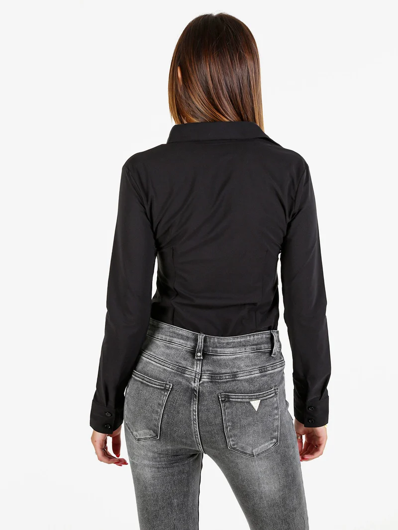 Camicia body donna a maniche lunghe - nero