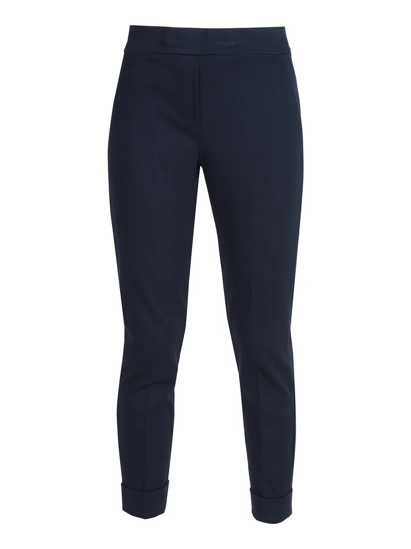 Pantaloni donna a sigaretta con risvolto - blu