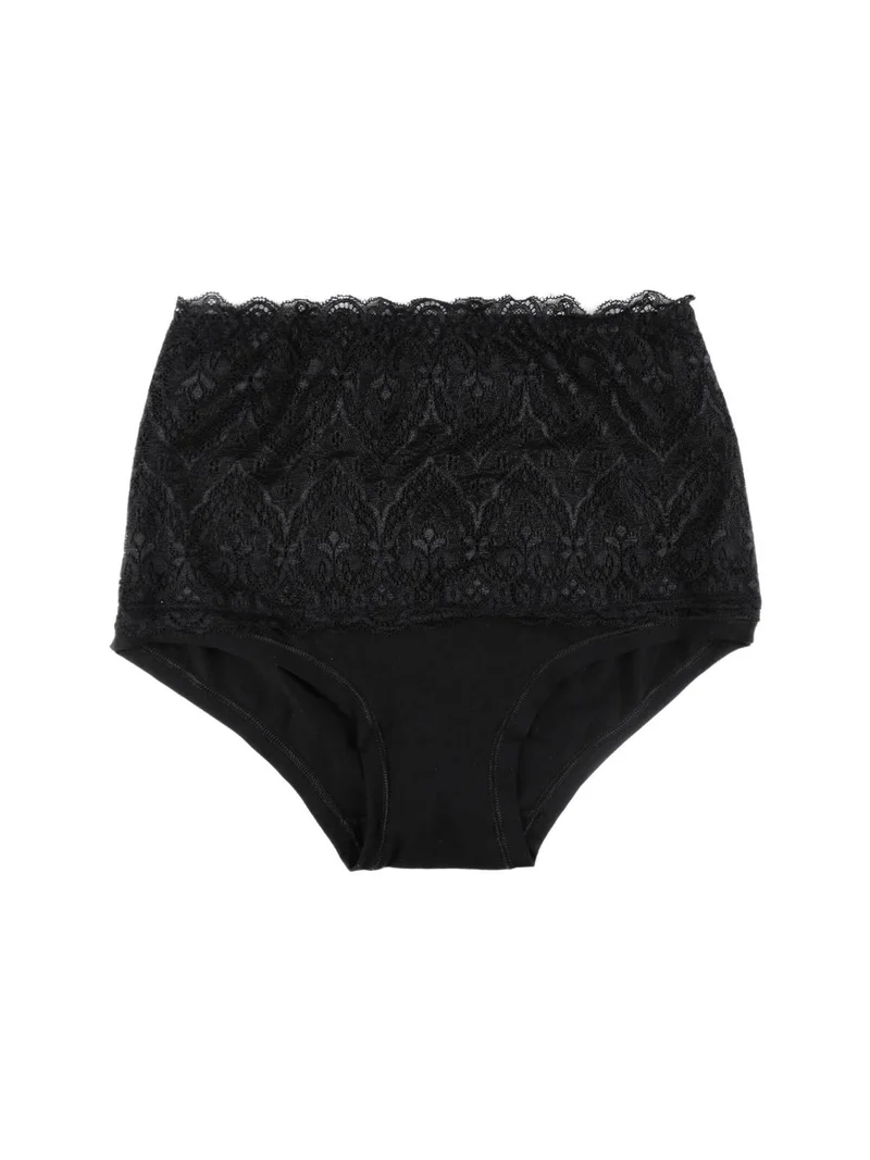 Culotte donna in cotone con pizzo - nero