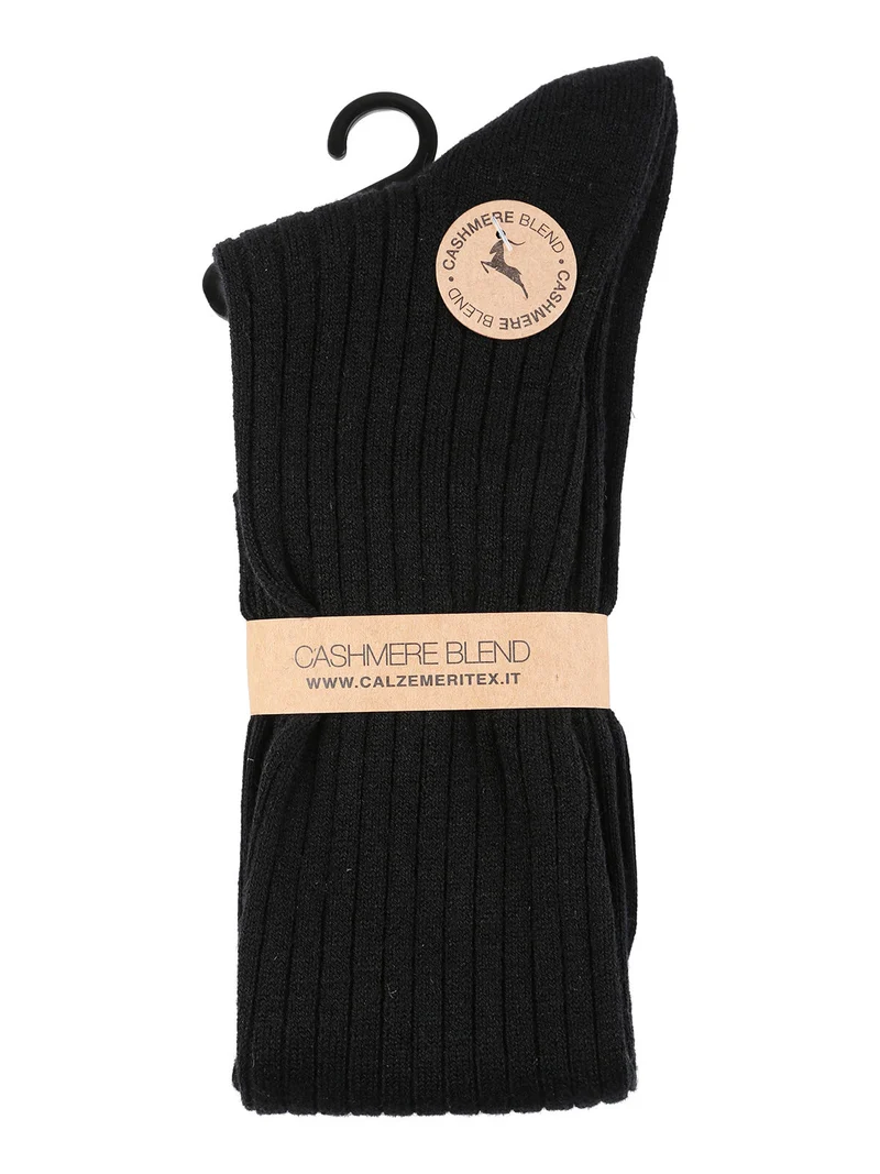 Calze lunghe donna in misto cashmere - nero