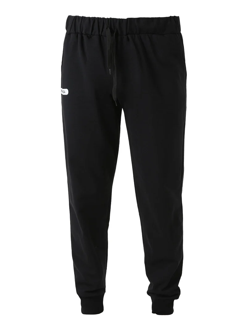 Pantaloni tuta da uomo in felpa con coulisse e polsini - nero