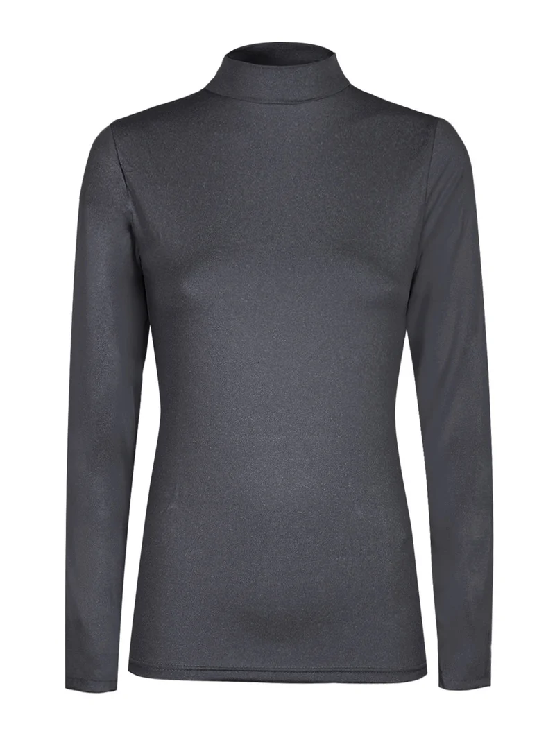 Maglia a lupetto donna in microfibra - antracite