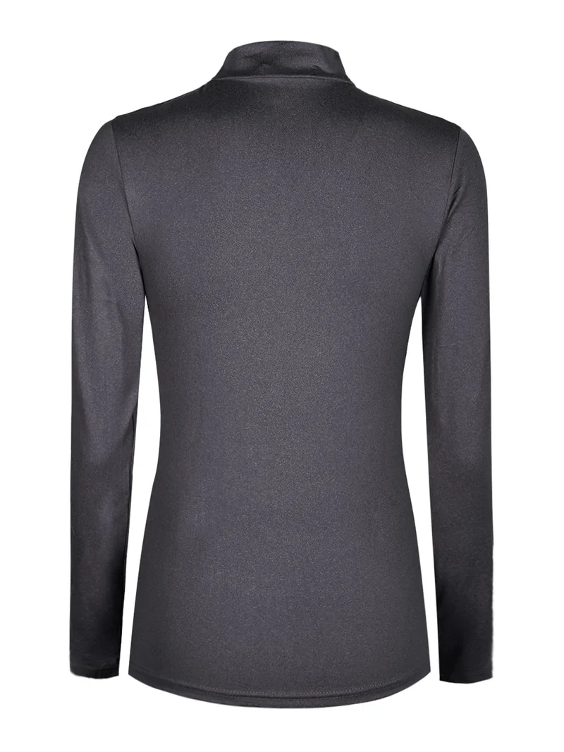 Maglia a lupetto donna in microfibra - antracite