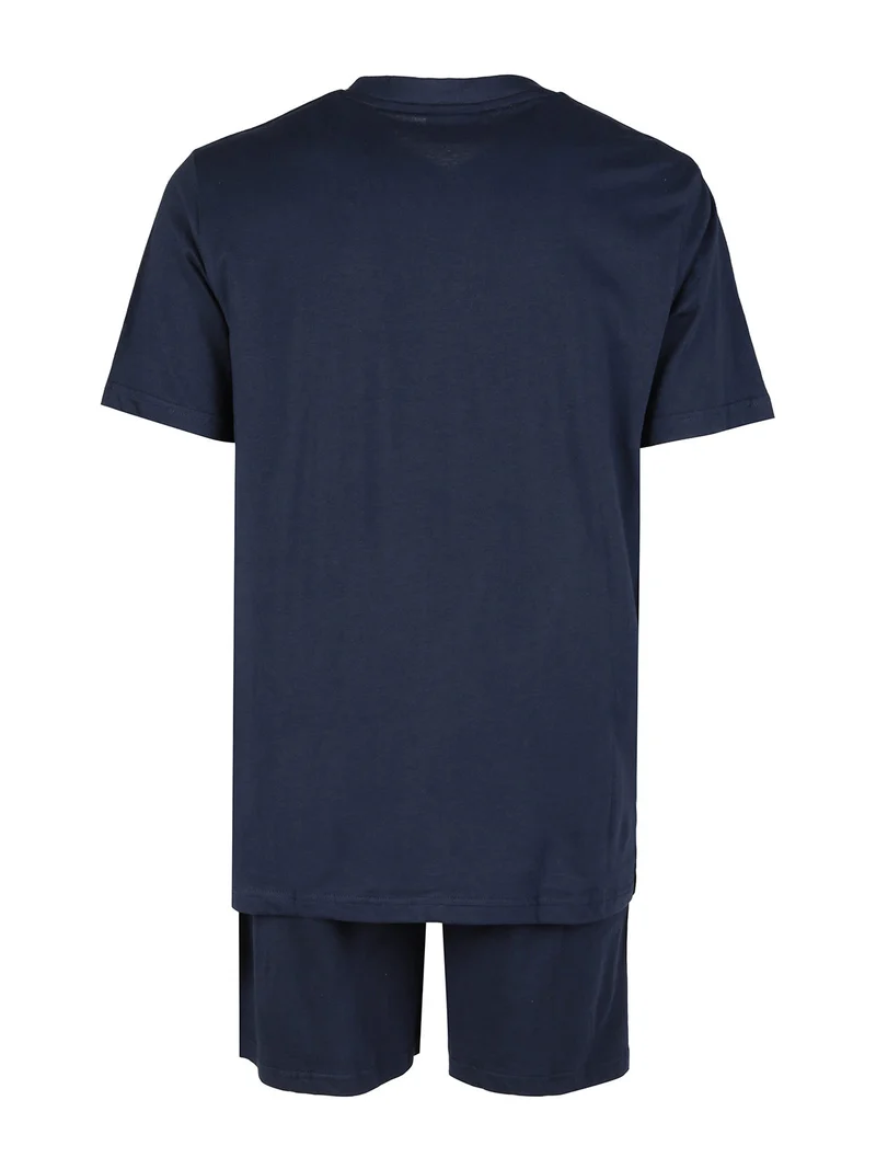 Pigiama corto da uomo in cotone - blu scuro