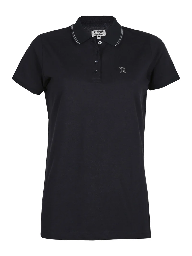 Polo donna a maniche corte in cotone - blu scuro
