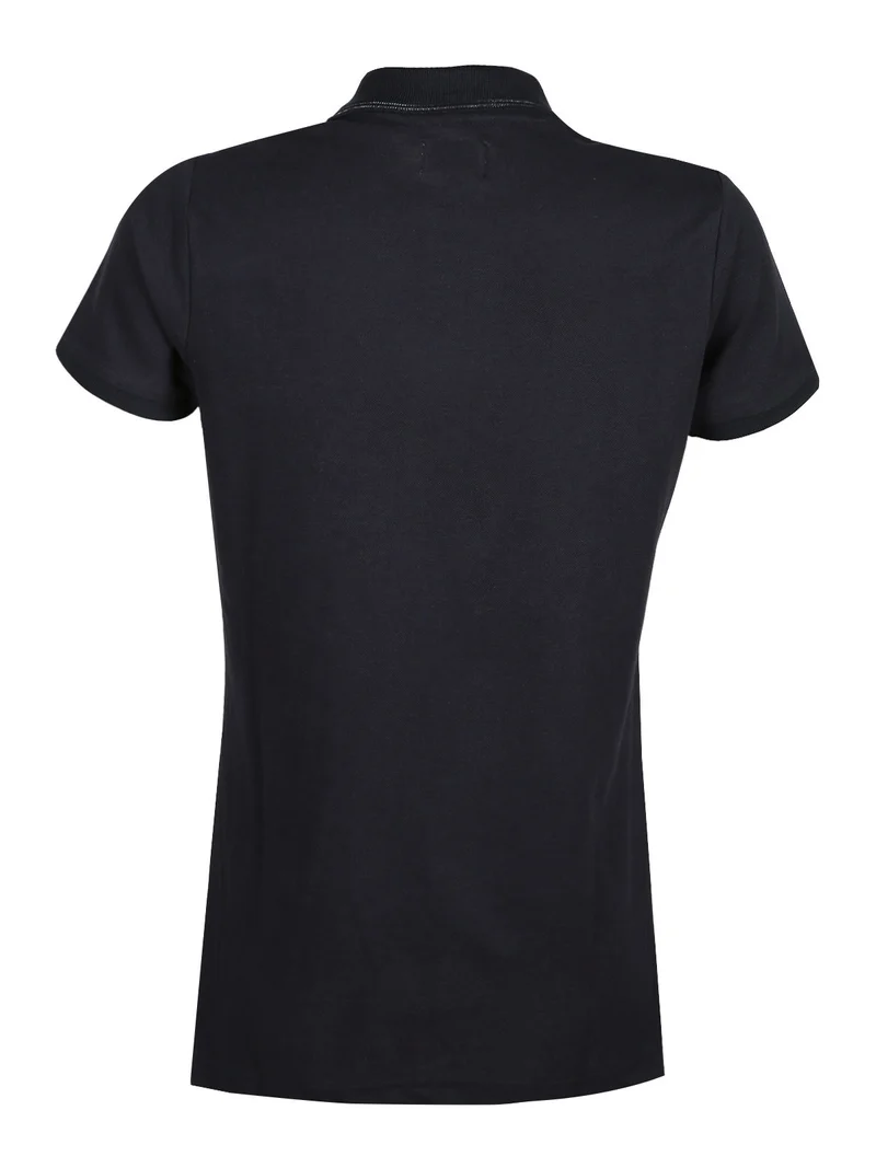 Polo donna a maniche corte in cotone - blu scuro