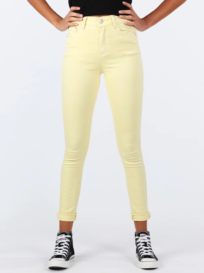 Pantaloni gialli a vita alta - giallo