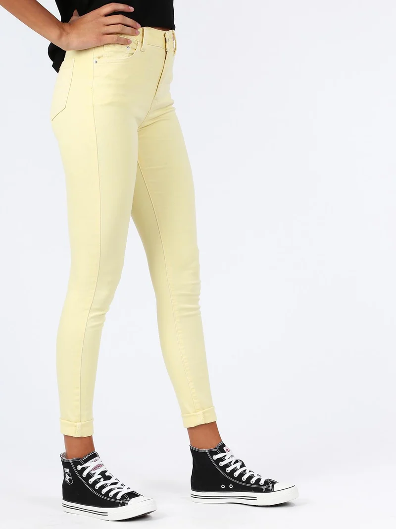 Pantaloni gialli a vita alta - giallo