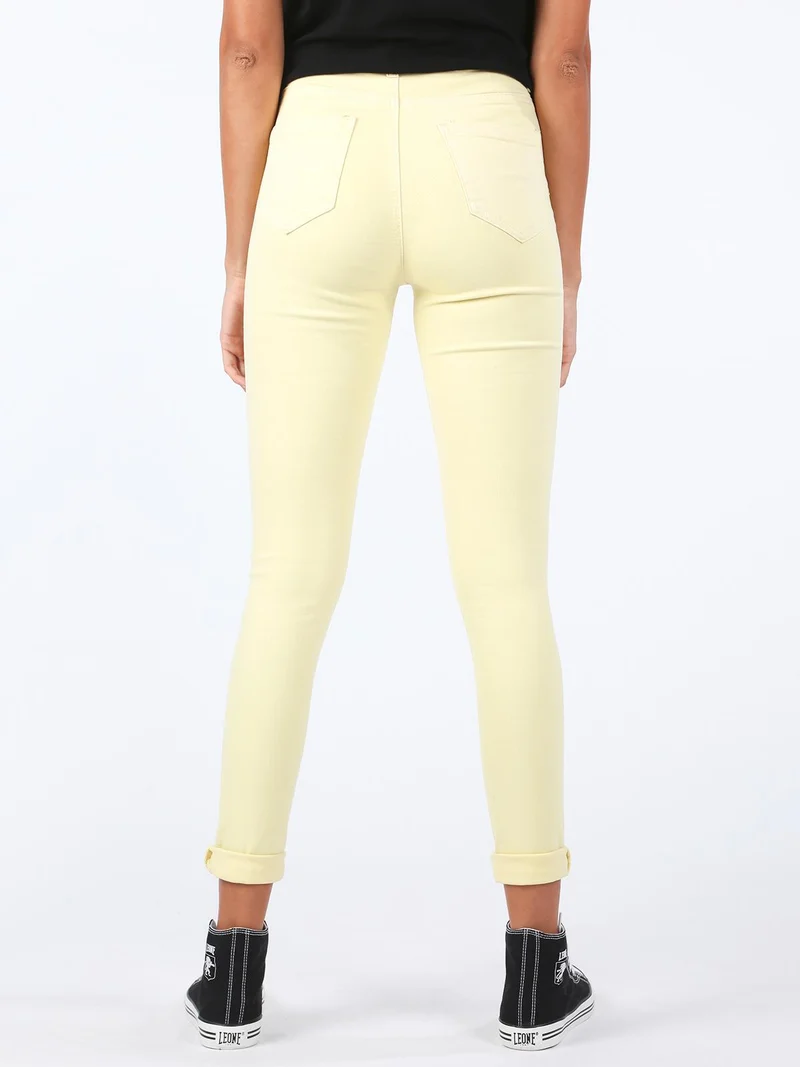 Pantaloni gialli a vita alta - giallo