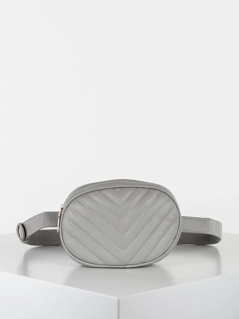 Marsupio trapuntato in ecopelle - grigio