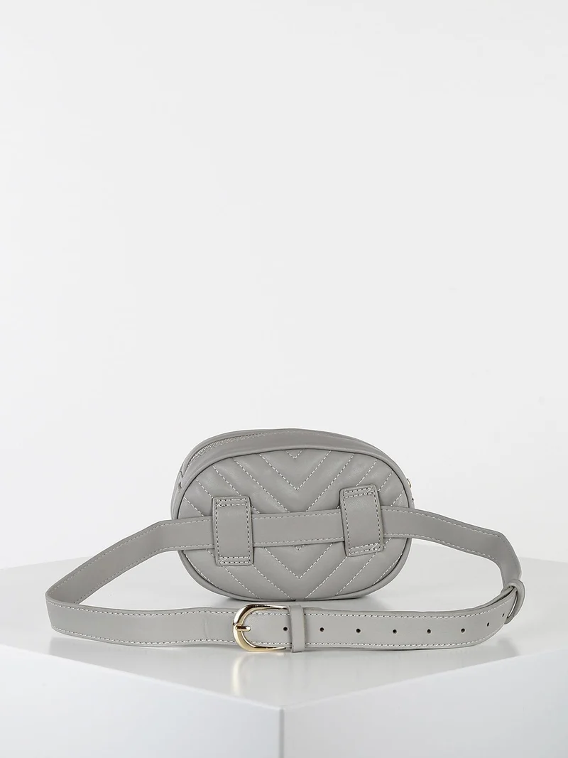 Marsupio trapuntato in ecopelle - grigio