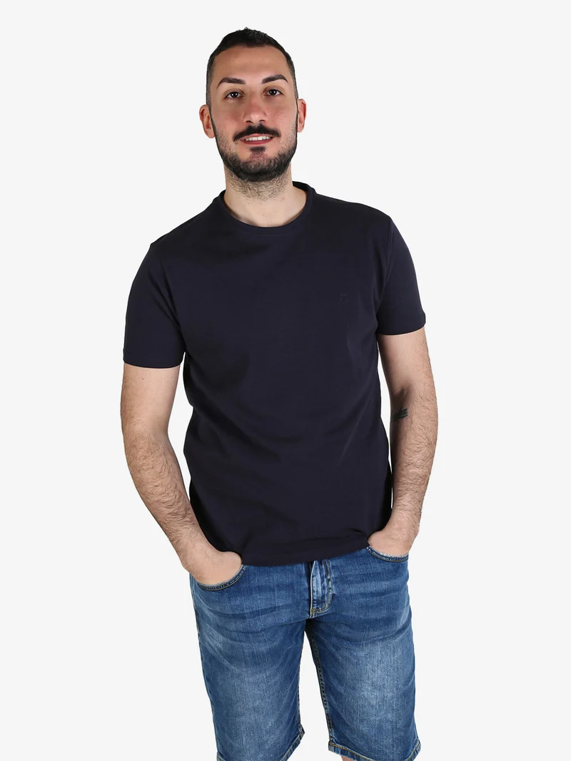 T-shirt da uomo in cotone - blu scuro