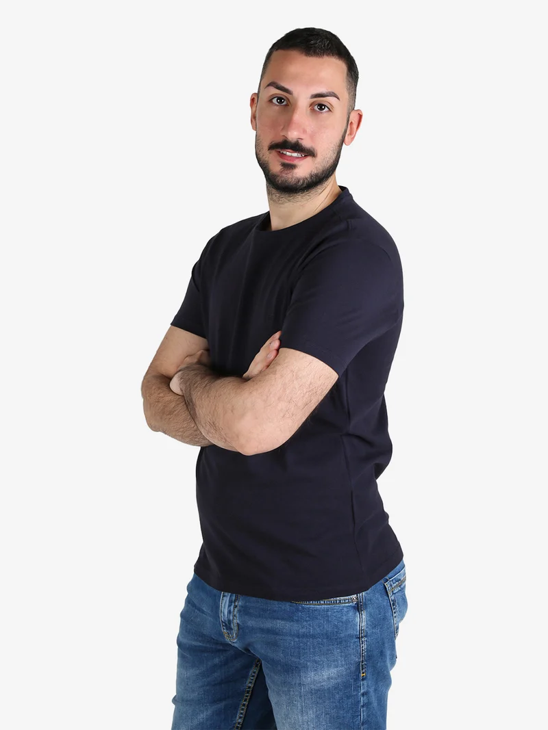T-shirt da uomo in cotone - blu scuro