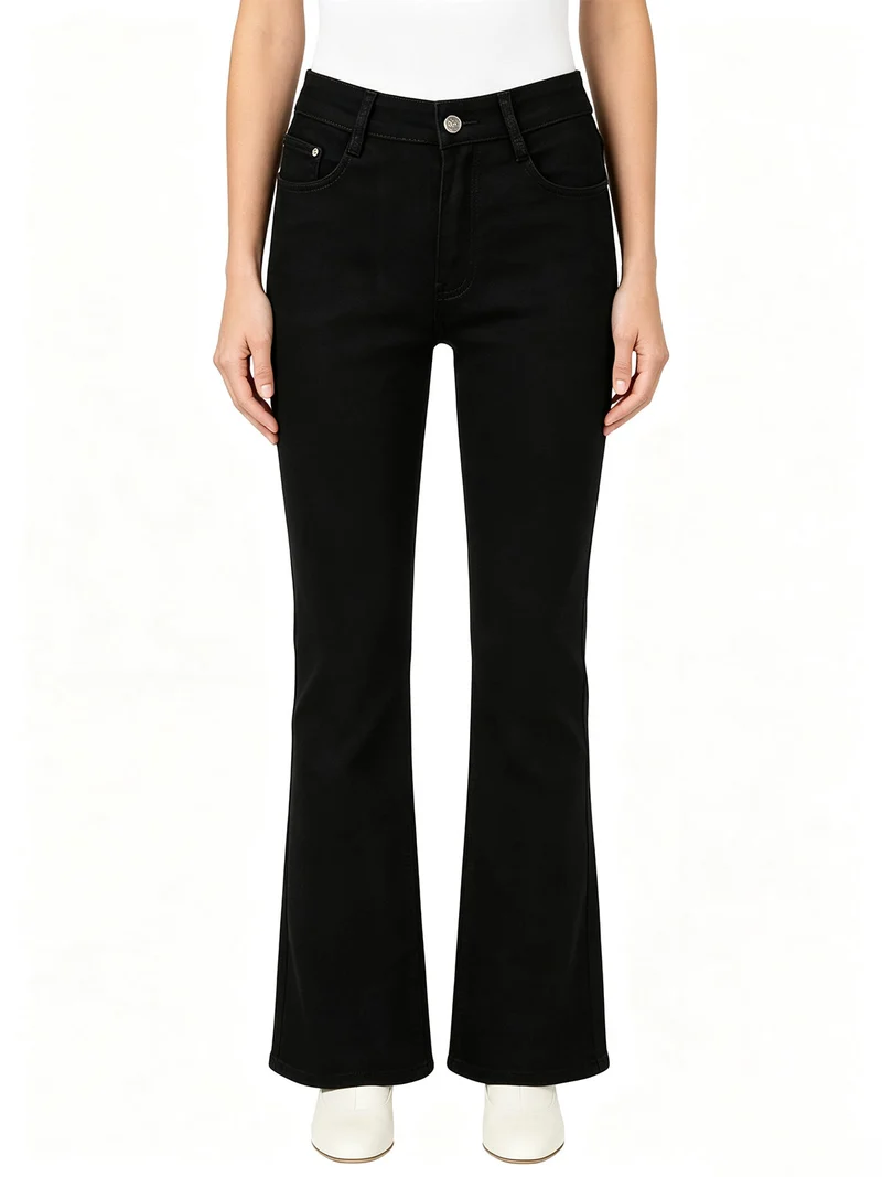 Pantaloni donna a vita alta - nero