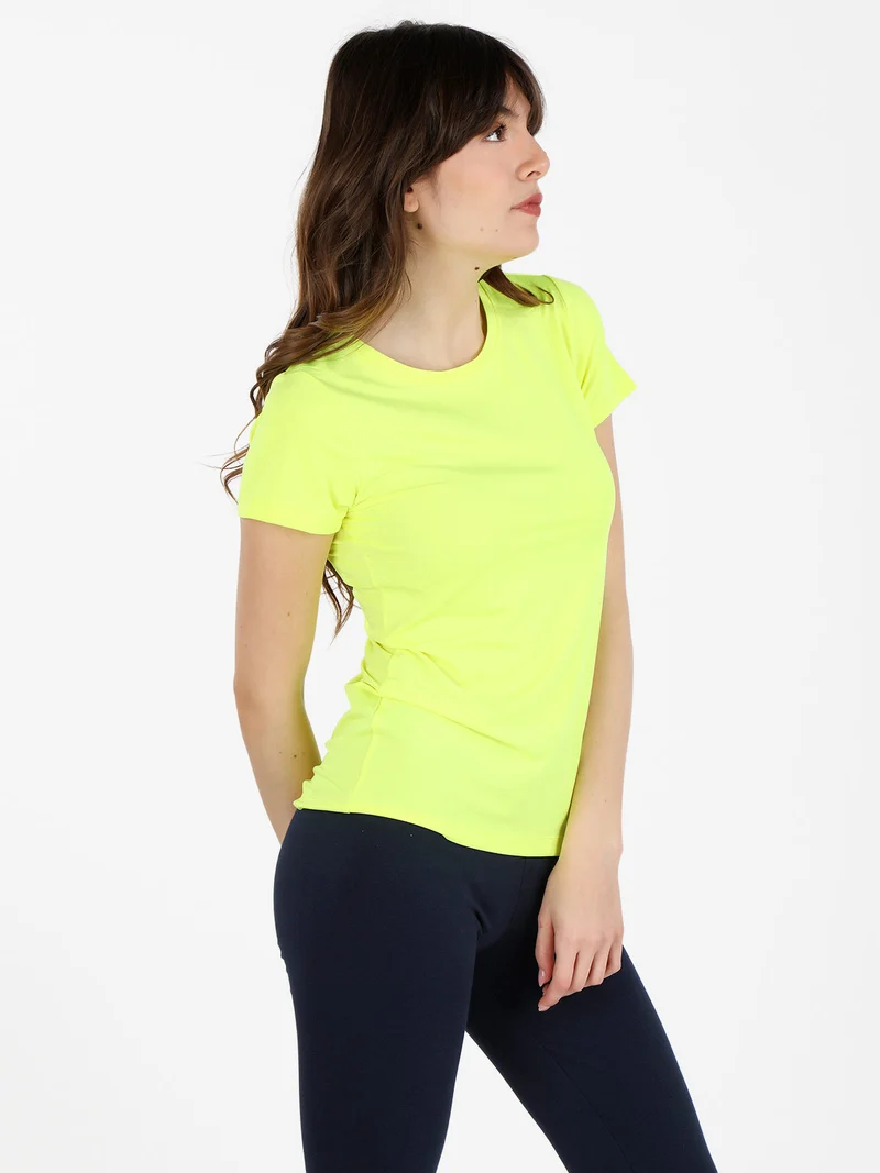 T-shirt sportiva da donna in tessuto tecnico - giallo