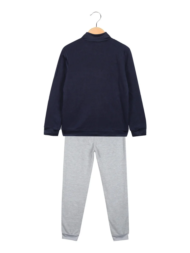 Completo tuta sportiva da bambino 2 pezzi bicolor - blu