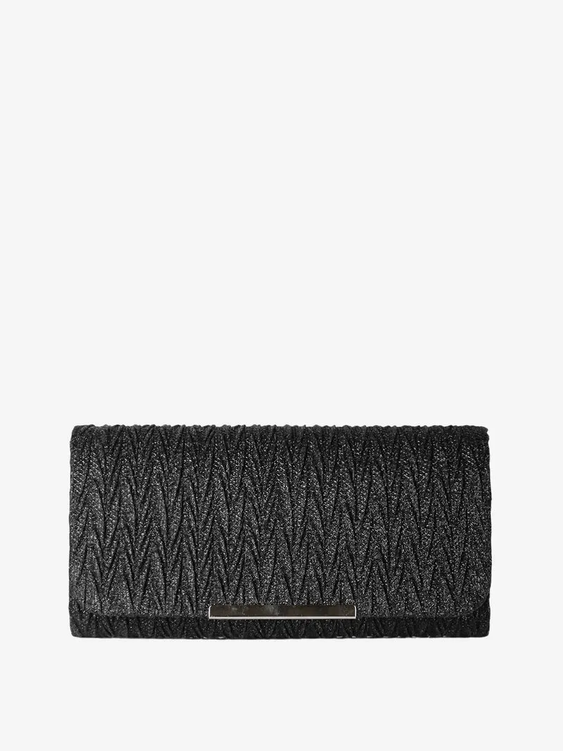 Pochette rigida glitterata - nero