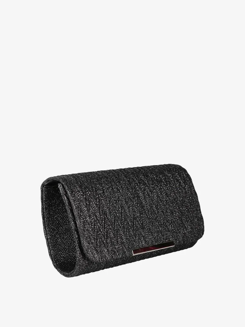 Pochette rigida glitterata - nero