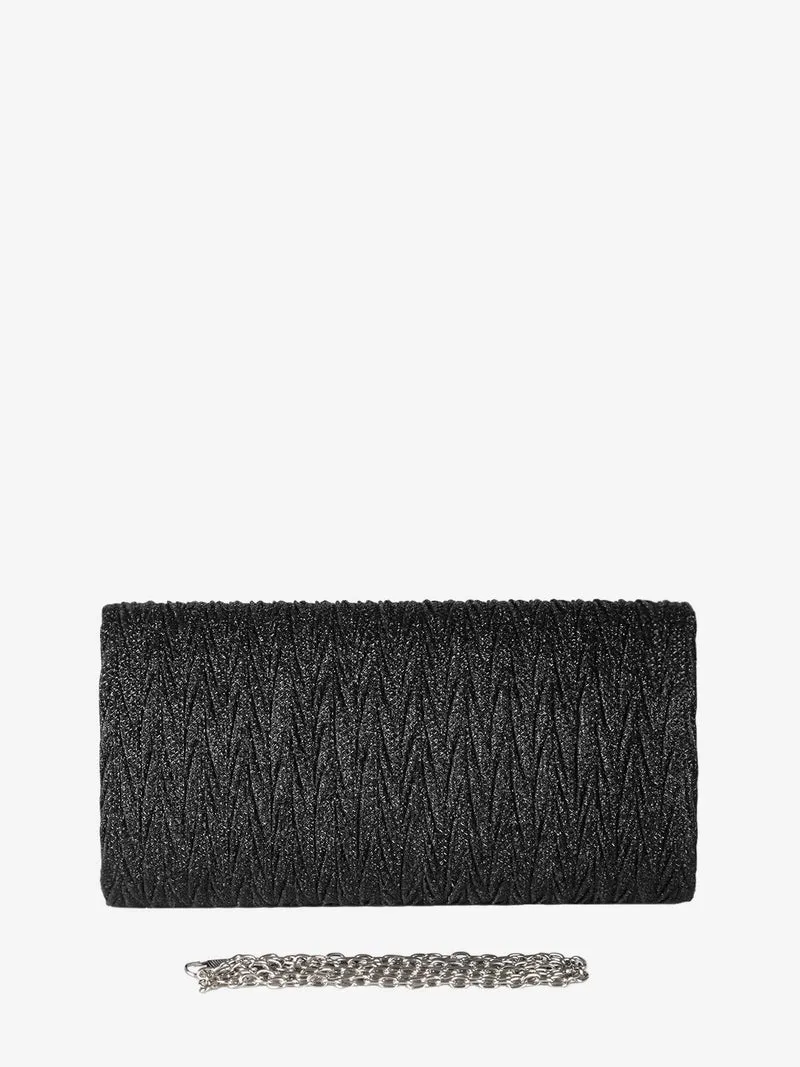 Pochette rigida glitterata - nero