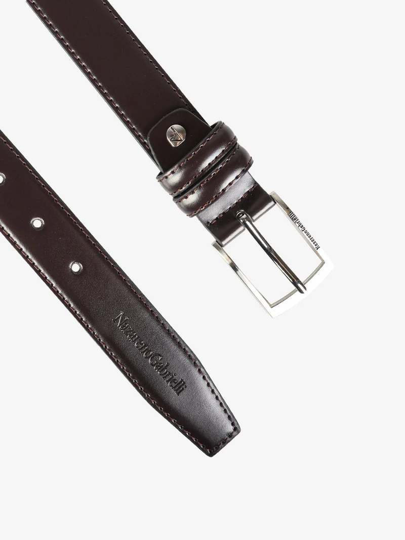 Cintura in pelle da uomo stretta - marrone