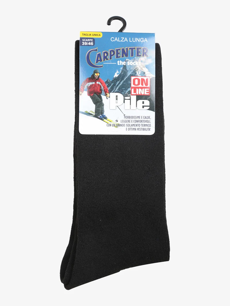 Calze lunghe uomo in pile tinta unita - nero