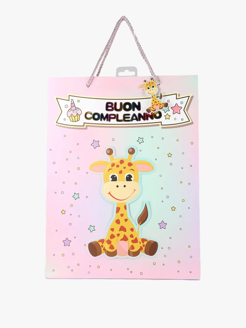 Sacchetto da regalo compleanno giraffa - rosa