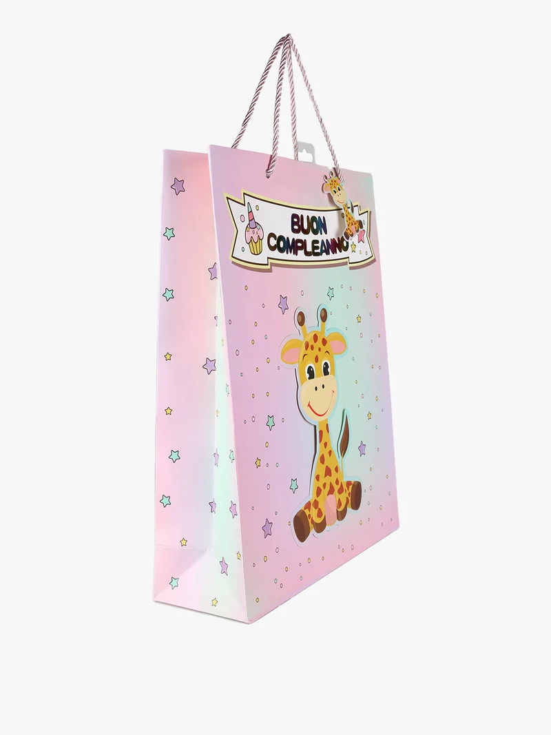 Sacchetto da regalo compleanno giraffa - rosa