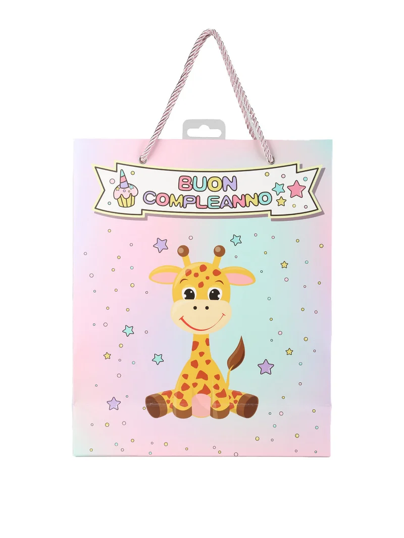 Sacchetto da regalo compleanno giraffa - rosa