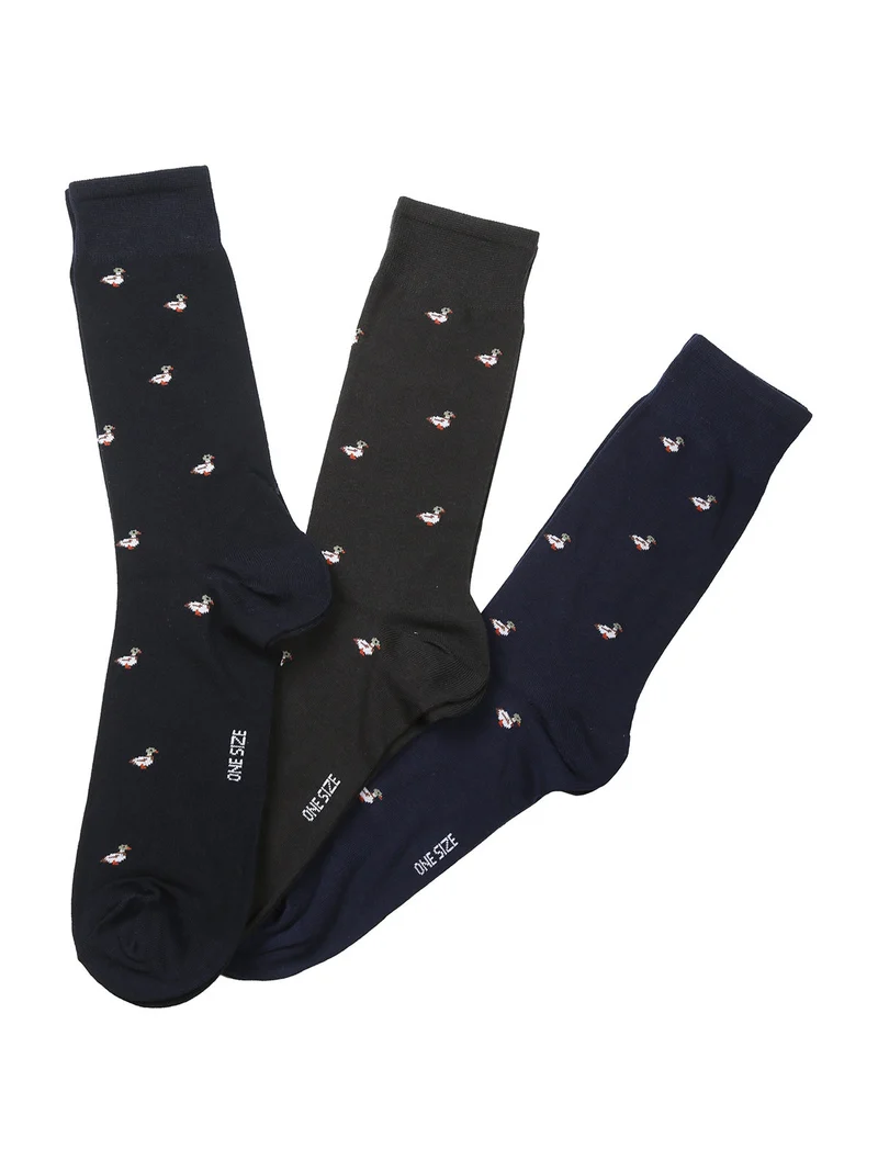 3 Paio di calze corte da uomo con stampe - grigio scuro