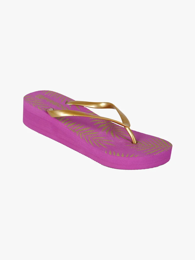 Infradito donna in gomma con zeppa - fucsia