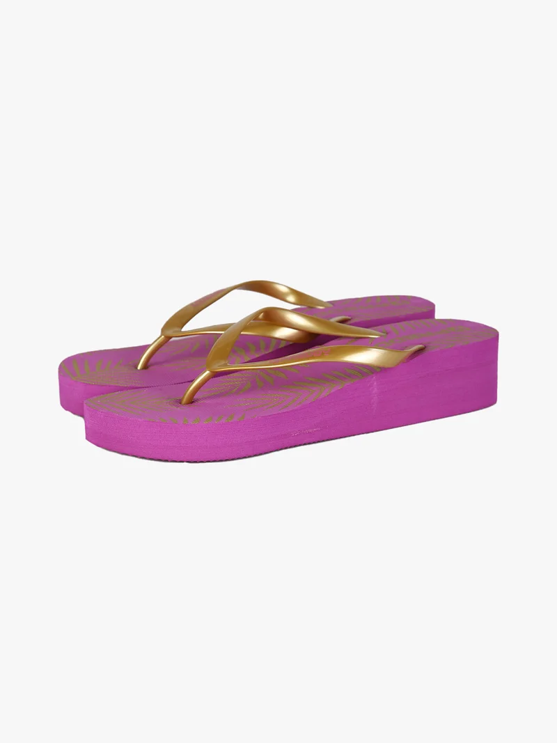 Infradito donna in gomma con zeppa - fucsia