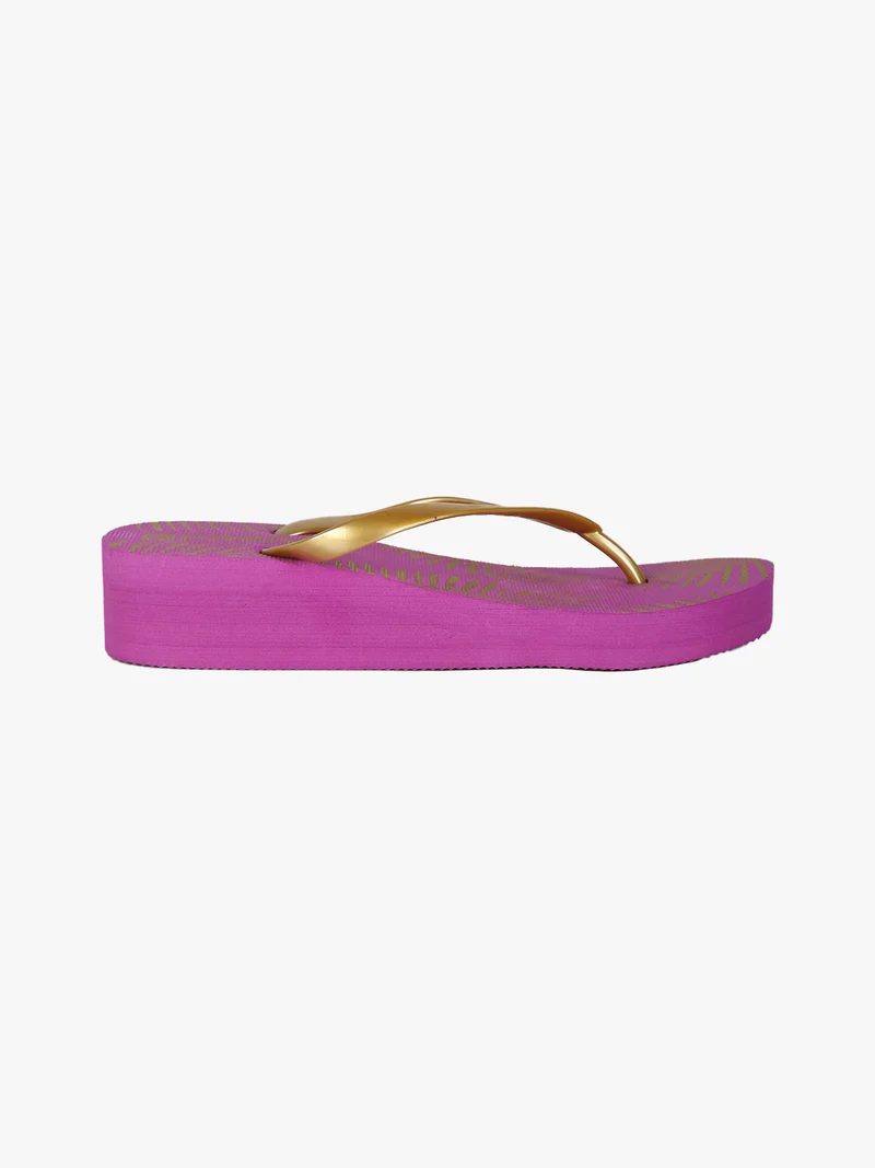 Infradito donna in gomma con zeppa - fucsia