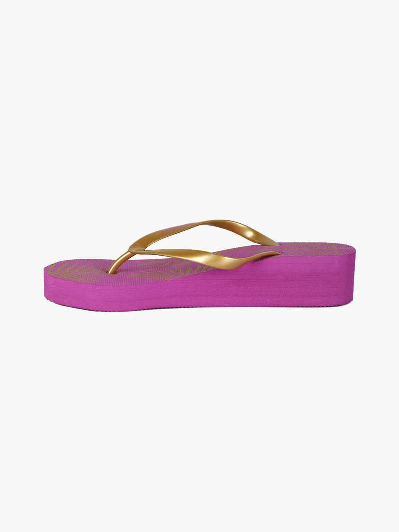 Infradito donna in gomma con zeppa - fucsia