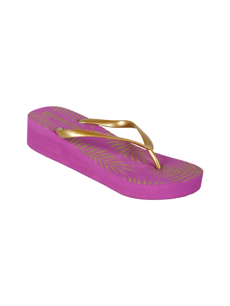 Infradito donna in gomma con zeppa - fucsia