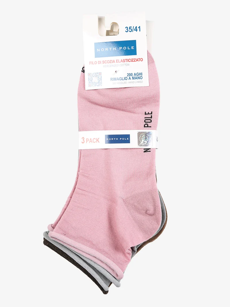 Confezione da 3 paia di calze corte da donna in filo di scozia - grigio