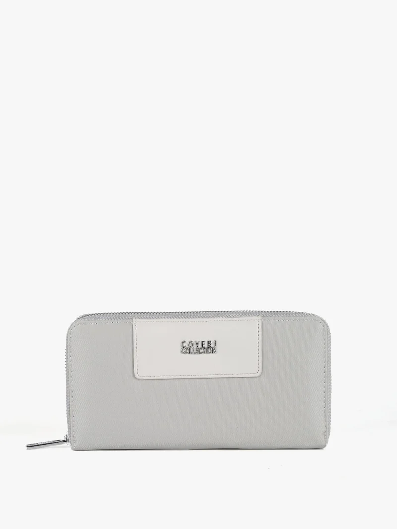 Portafoglio rettangolare con zip - grigio