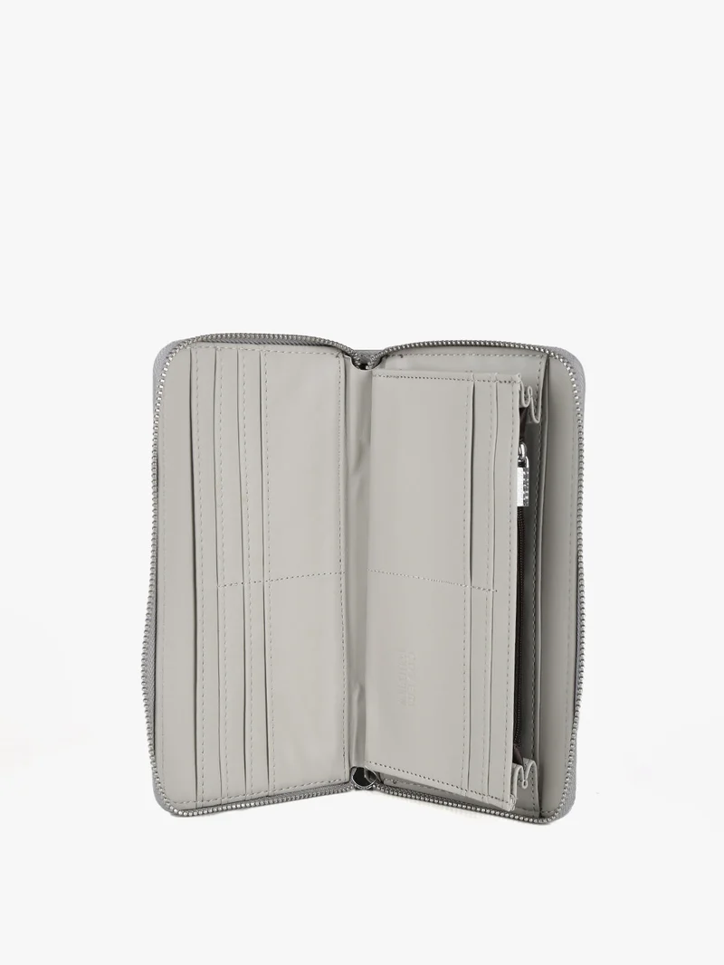Portafoglio rettangolare con zip - grigio