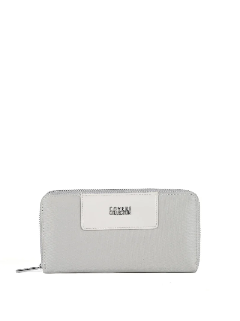 Portafoglio rettangolare con zip - grigio