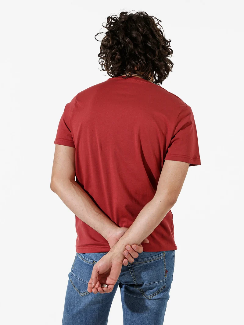 T-shirt da uomo in cotone con stampa - cuoio