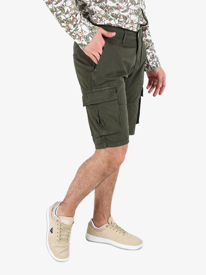Bermuda cargo da uomo in cotone - militare