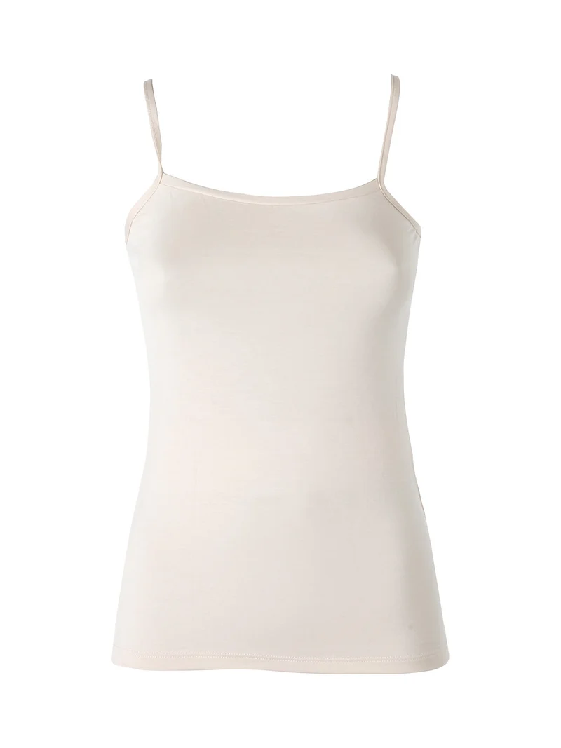 P0717M top donna in bamboo con spalline sottili - sabbia