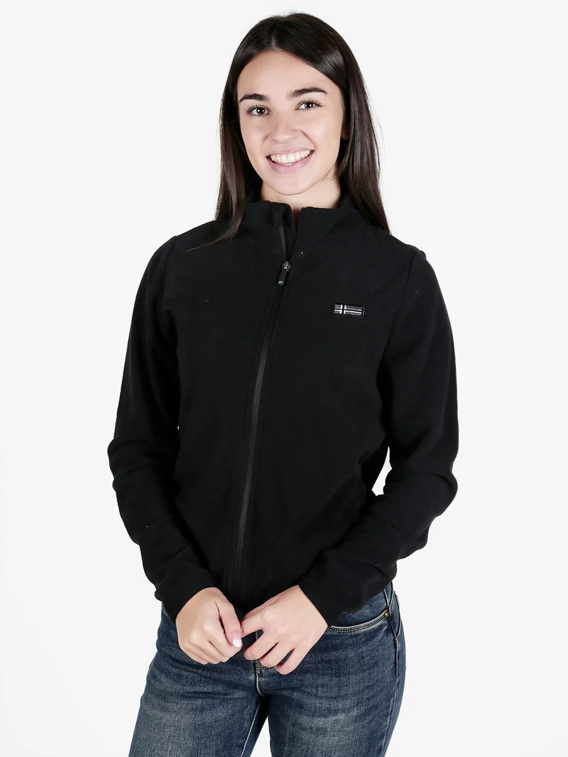 Felpa donna in pile full zip - nero
