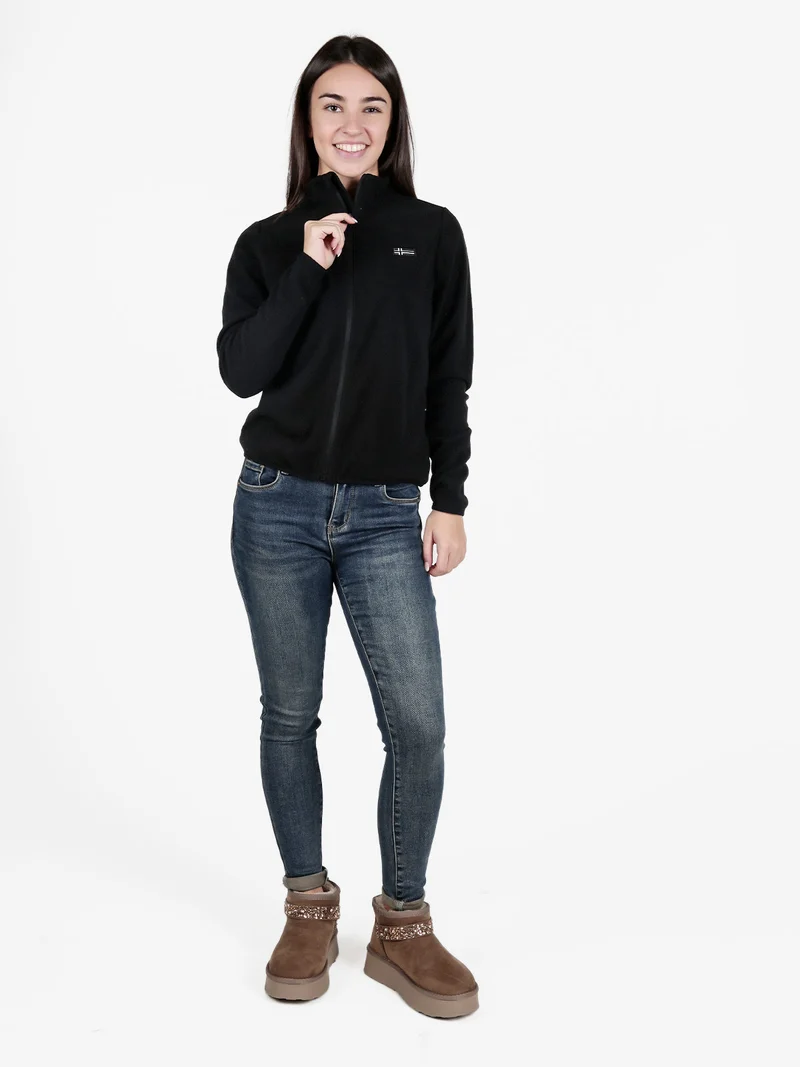 Felpa donna in pile full zip - nero