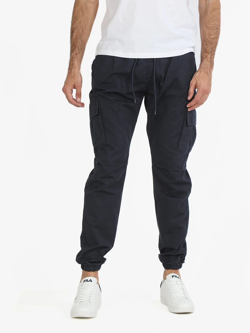 Pantaloni da uomo con tasconi e coulisse - blu scuro